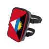 A black adjustable PU waist pouch featuring a red and yellow flag design with a white triangle and a golden sun.