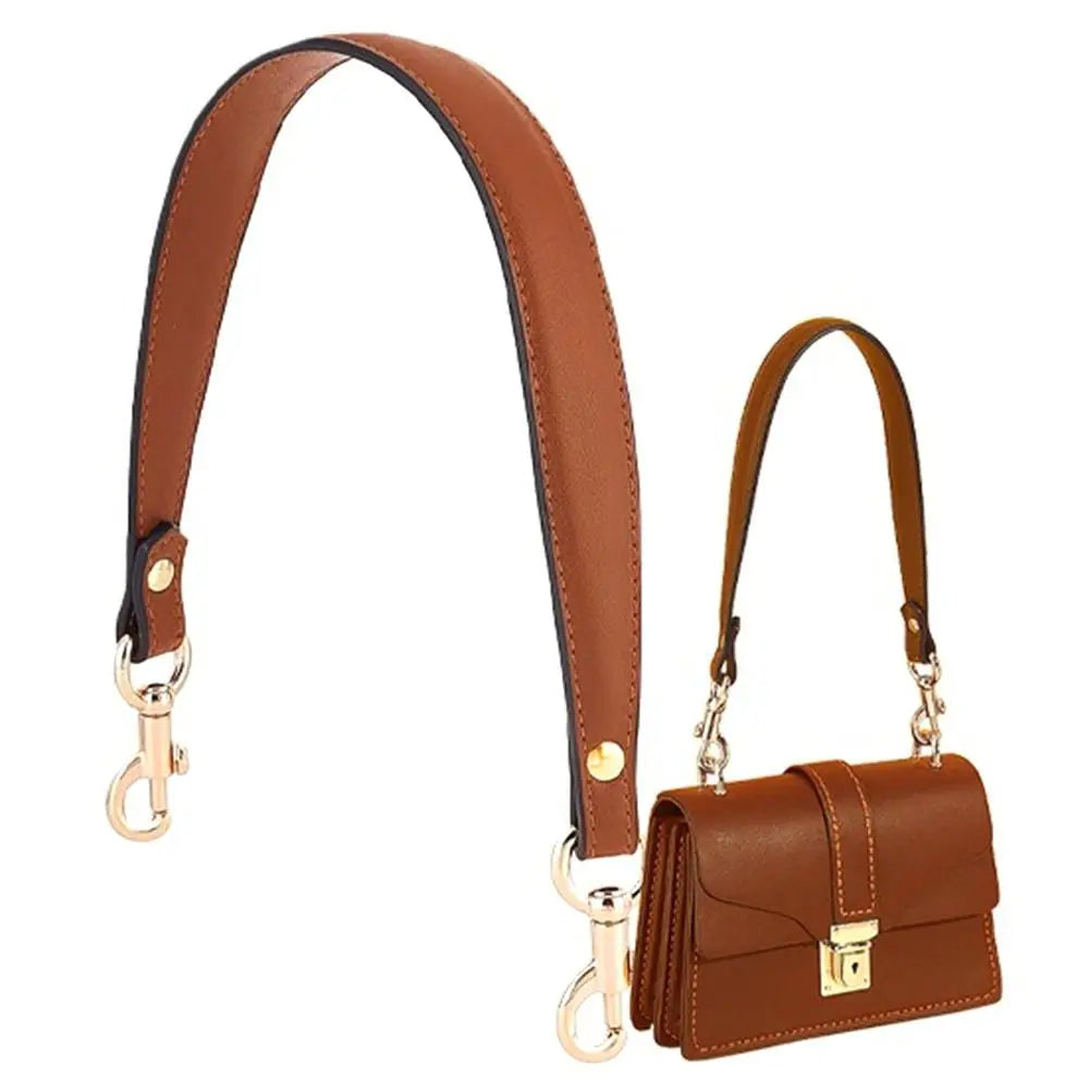 A brown PU leather detachable strap and matching small clutch handbag.