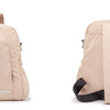 A light beige soft corduroy diaper backpack shown from the back.