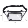Clear PVC waist bag with a black adjustable strap shown from the top view.
