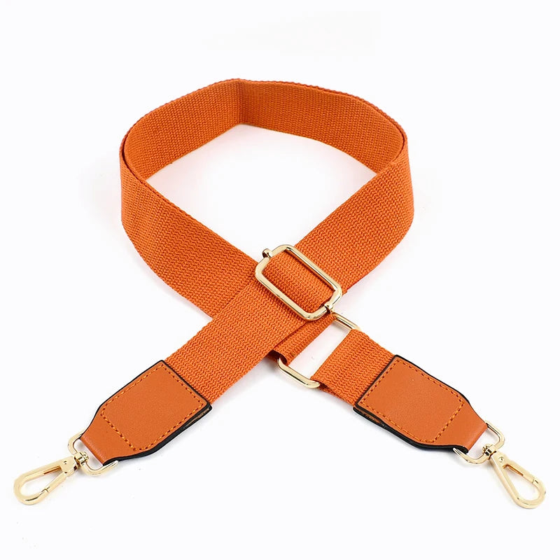 Orange canvas cotton bag strap with metal hooks