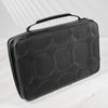 A black premium leather watch organizer travel case with a textured pattern is shown on a white surface.
