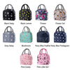 Collection de sacs à lunch en tissu Oxford réutilisables avec des motifs floraux et animaux dans des couleurs comme le noir e