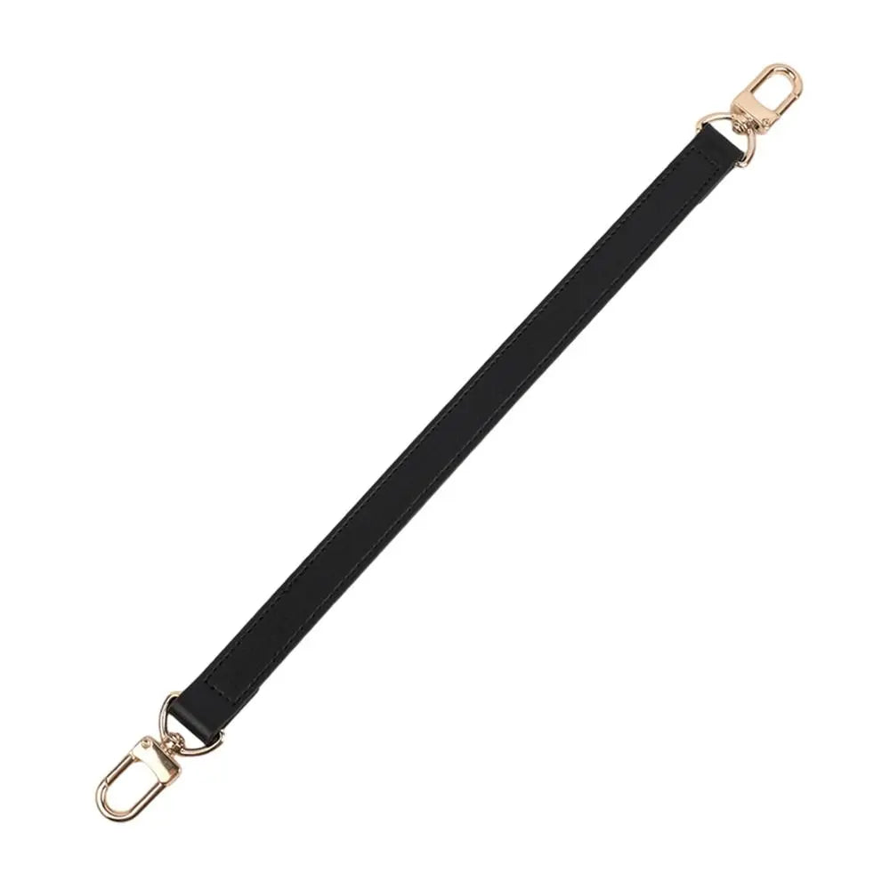 Black genuine leather replacement shoulder strap with gold-toned hardware