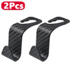 Two black carbon fiber car seat back hooks for trunk organization