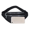 Black nylon crossbody sling bag with a zippered pocket and a clear phone sleeve.
