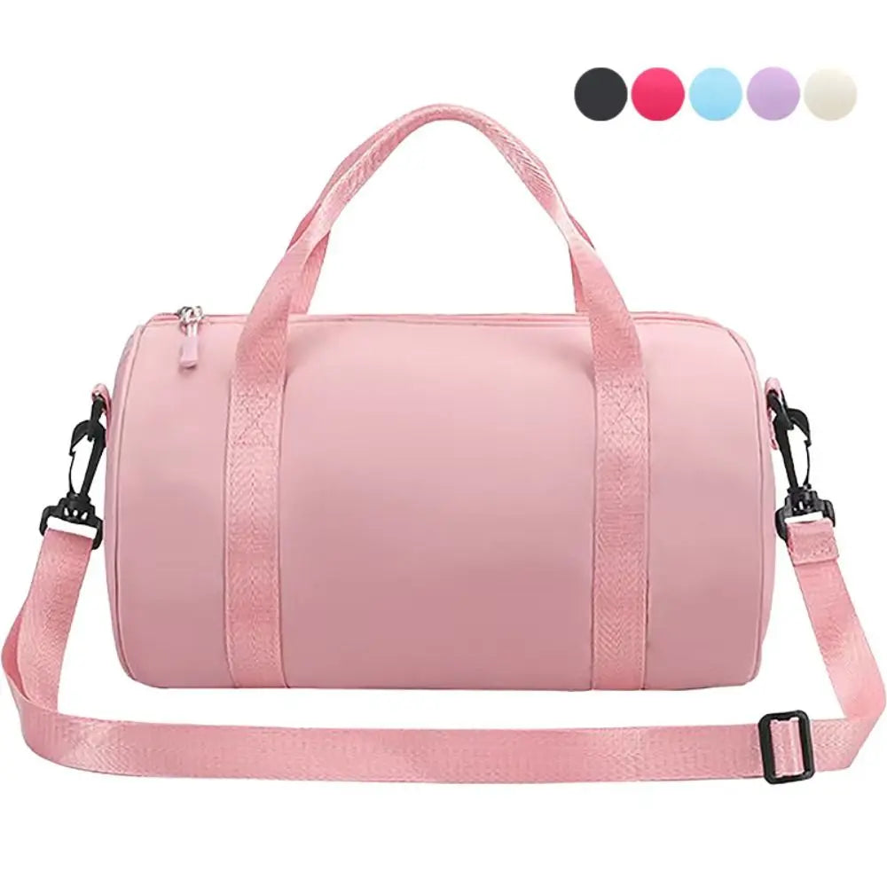 Pinkes, leichtes Nylon-Mini-Fitness-Taschen mit rosa Träger und schwarzer Hardware.