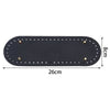 Black oval PU leather bag base with pre-punched holes for crochet and knitting