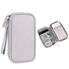 A gray waterproof cable organizer storage bag with a zipper and an open compartment for cables.