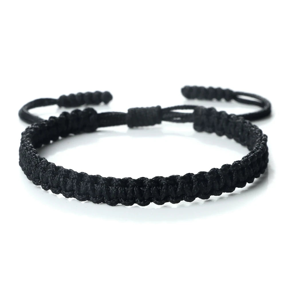 Black handmade braided rope bracelet for friendship gift