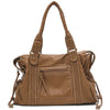 Braune Vintage-PU-Leder-Tasche mit mehreren Reißverschlusstaschen
