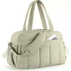 A beige versatile large capacity travel and fitness bag with padded straps.