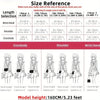 A comparison chart showing different lengths of metal chain straps for bags and wallets categorized by wrist/hand, shoulder, 
