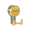 A gold suction hook with a clear plastic grip and mounting bracket for removing items from smooth surfaces.