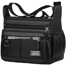 Bolso cruz para hombre negro con múltiples compartimentos con cremalleras y correa ajustable