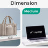 Comparison of a small and medium lightweight quilted crossbody tote bag, showing size differences.