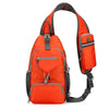 An orange multi-functional nylon chest sling bag with gray accents.