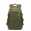 Olive green tactical waterproof backpack with adjustable straps and external pockets