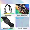 Close-up view of a clear PVC backpack showing features like a comfort handle, smooth double zipper, reinforced stitching, and
