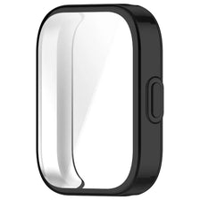 A clear TPU anti-scratch protective case for a smartwatch shown in black.