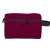Sac organisateur de toilette imperméable violet foncé avec fermeture éclair et sangle noire.