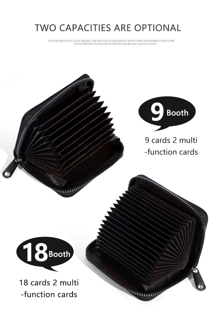 Schwarzes Premium PU-Karte und ID-Halter-Wallet mit Auswahl für 9 oder 18 Funktionskarten