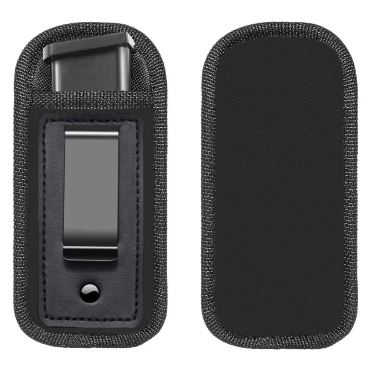 Black universal inside-the-waistband magazine holster for concealed carry featuring a slide-lock mechanism