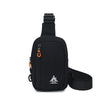 Black nylon sling crossbody bag with a strap and carabiner clip