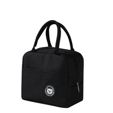 Black reusable insulated lunch bag with handles