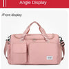 A pink VanilaM front display bag with a handle and pockets shown in an angle display view.
