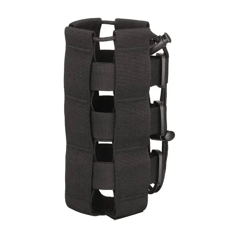Pochette de bouteille d'eau tactique noire conçue pour l'équipement de plein air
