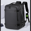 A black multi-functional expandable backpack shown on a white background.