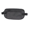 A black invisible waist pack designed for travel and security.
