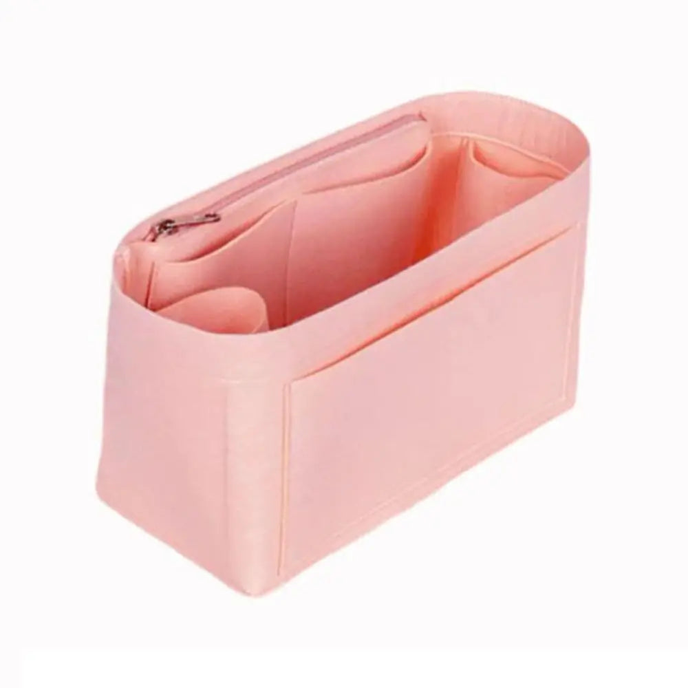 A pink dustproof felt insert liner designed for handbags.