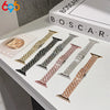 A collection of sparkling metal watch bands featuring various finishes including gold, silver, black, and rose gold tones.