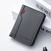 A dark gray ultra-thin PU leather credit card wallet is shown on a white background.