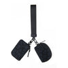 Black nylon zipper wristlet pouch for coins and essentials
