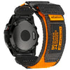 A black and orange nylon sport strap for a watch, featuring the brand HEMSUT.