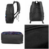 Black cartoon mechanical robot school backpack set shown in multiple views