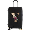 Black premium elastic luggage protective cover with gold initial Y design