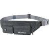 Gray waist bag with a hidden security compartment and adjustable strap.