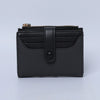 A black premium PU leather bi-fold wallet with a flap closure and gold-toned hardware.