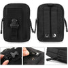 Black tactical EDC waist pouch belt for phone and tools shown in various views