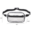 Clear PVC waist bag with an adjustable black strap shown from the top view.