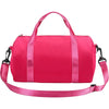 Helle pinke, leichte Nylon-Mini-Sporttasche mit Griff und Schulterriemen.