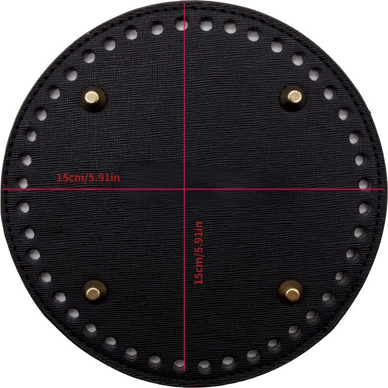Schwarzer strapazierfähiger PU-Beutel mit Boden-Nieten und Messlinien für 15 cm oder 5,91 Zoll.