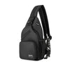 Black multi-use adjustable chest and shoulder bag with a padded strap