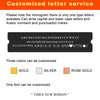 A graphic detailing customization options for a letter service including available characters, colors, and font choices.