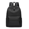 A black durable unisex leisure shoulder backpack with multiple compartments and a padded shoulder strap.