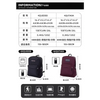 Fiche d'information pour un sac à dos nylon unisexe durable, montrant les spécifications et les caractéristiques.